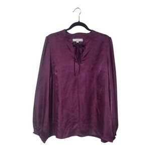 3FOR$25 - LOFT Women's Purple Silky Long Sleeve Blouse Size XL